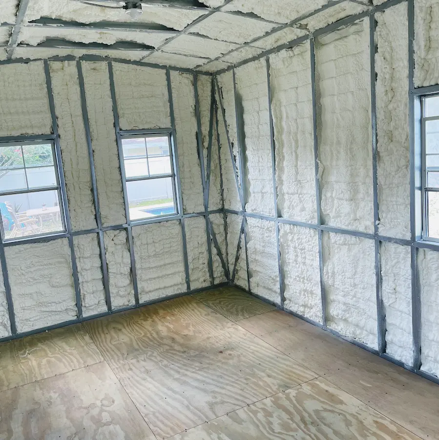 Closed-cell spray foam insulation applied to wall cavities in a residential project in Lock Haven